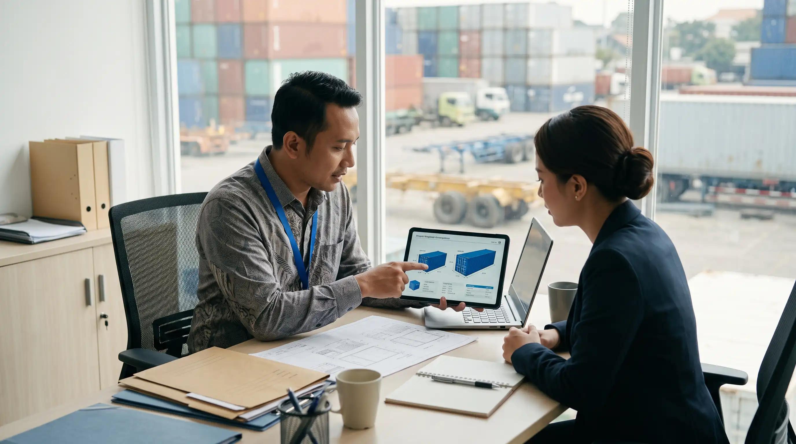Dimensi dan ukuran container perlu disesuaikan dengan jenis dan jumlah muatan yang akan dikirim.